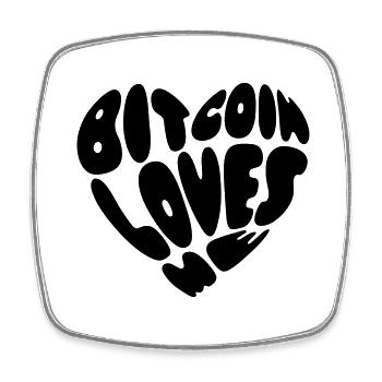 Bitcoin liebt mich - Viereckiger Kühlschrankmagnet - Weiß - Vorne