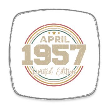 April 1957 Retro April 1957 Birthday Gift - Square fridge magnet - white - Front