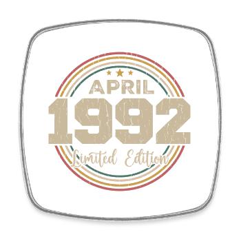 April 1992 Retro April 1992 Birthday Gift - Square fridge magnet - white - Front