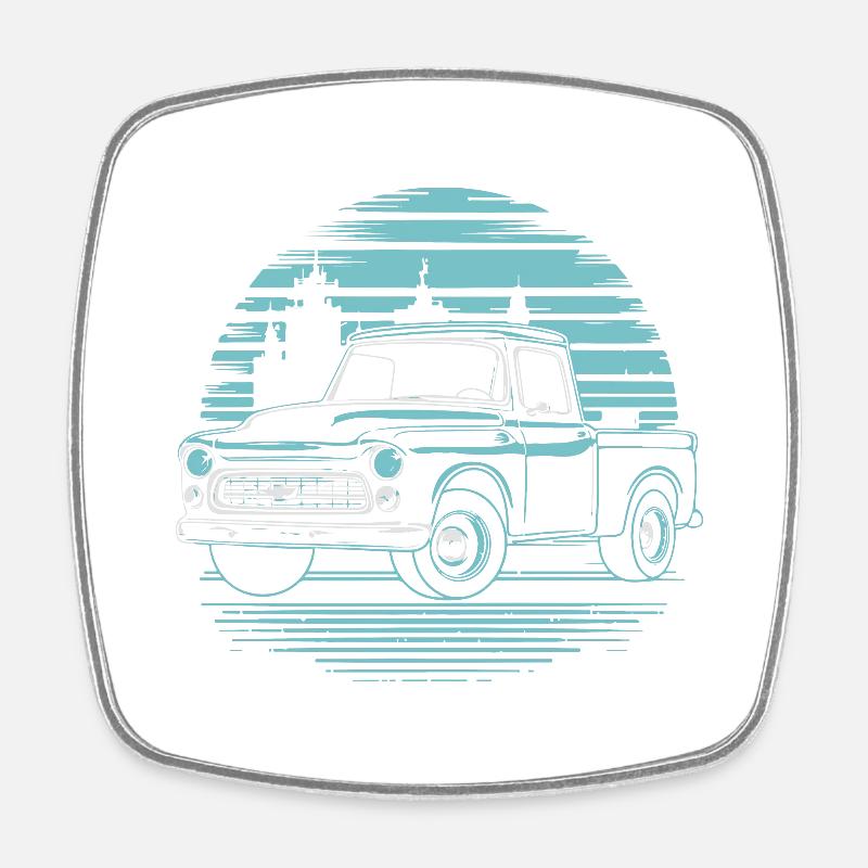 Chevy C10 silhouette - Square fridge magnet - white