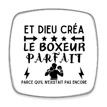 GOD CREATED THE PERFECT BOXER - Square fridge magnet - white - Front