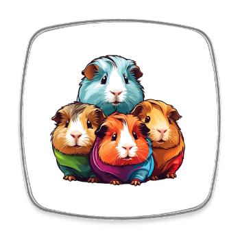 Four cute guinea pigs - Square fridge magnet - white - Front