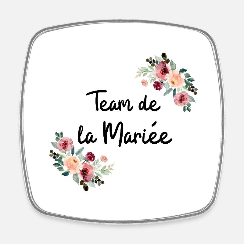 Team de la mariée fleurs - Magnet carré - blanc