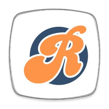 Lettre r orange sport - Magnet carré - blanc - Devant