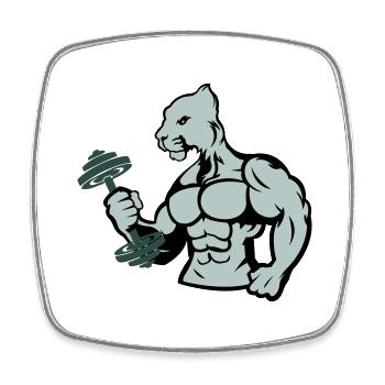 bodybuilder jaguar hantel - Viereckiger Kühlschrankmagnet - Weiß - Vorne