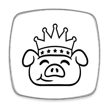 Pig King Head Queen Crown Prince Princess - Square fridge magnet - white - Front