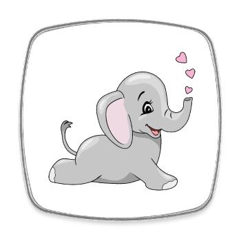 Lying happy baby elephant - Square fridge magnet - white - Front