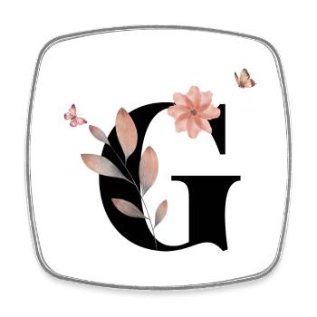 Lettre g fleurs sauvages aquarelles - Magnet carré - blanc - Devant