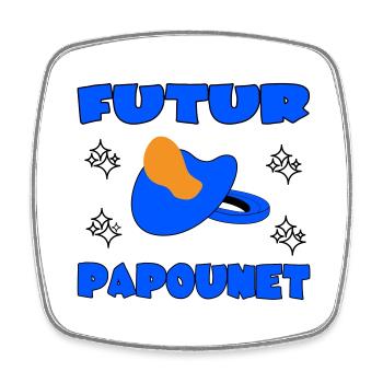 FUTUR PAPOUNET - Magnet carré - blanc - Devant