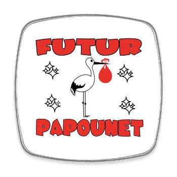 FUTUR PAPOUNET - Magnet carré - blanc - Devant