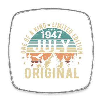 Juli 1947 Geburtstag Juli 1947 Geburtstagsgeschenk - Viereckiger Kühlschrankmagnet - Weiß - Vorne
