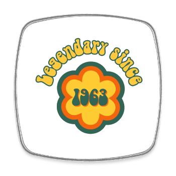 Legendary since 1963 Birthday Retro Hippie Flower - Square fridge magnet - white - Front