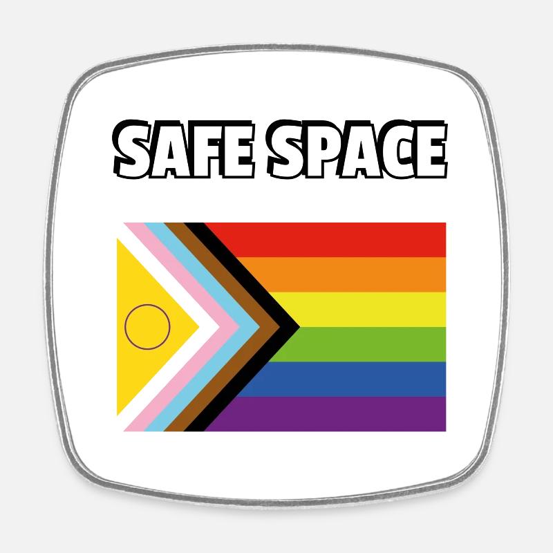 SAFE SPACE Drapeau de progrès de la fierté inclusive - Magnet carré - blanc