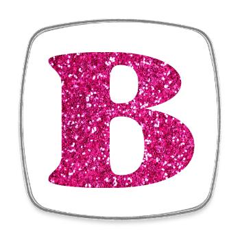Buchstabe b rosa Glitzer - Viereckiger Kühlschrankmagnet - Weiß - Vorne
