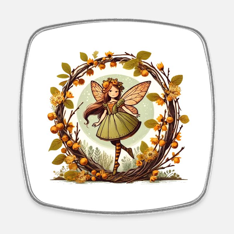 Fée d’automne - Magnet carré - blanc