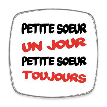 LITTLE SISTER one day - Square fridge magnet - white - Front