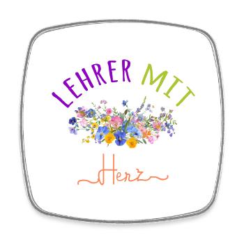 Lehrer mit Herz! Personalisierbares Design - Viereckiger Kühlschrankmagnet - Weiß - Vorne