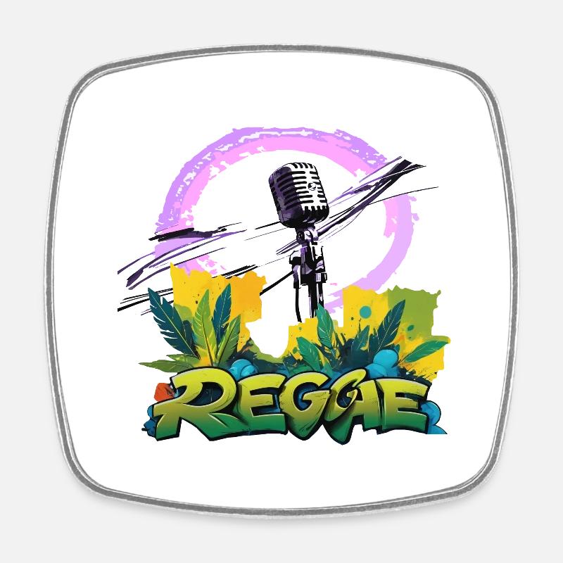 Reggae Mikrofon - Viereckiger Kühlschrankmagnet - Weiß