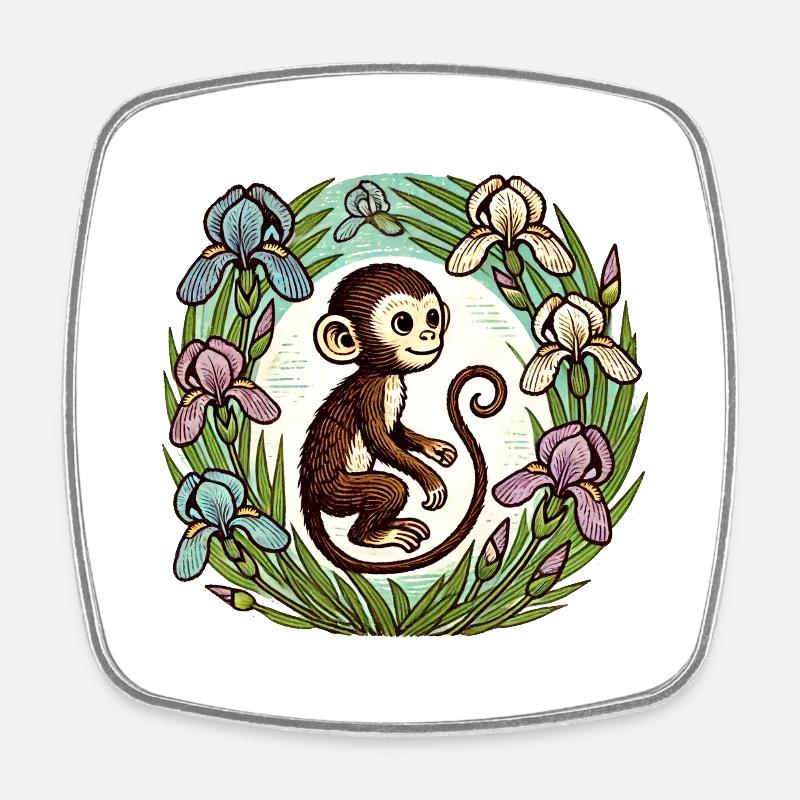 Iris-Affe - Viereckiger Kühlschrankmagnet - Weiß