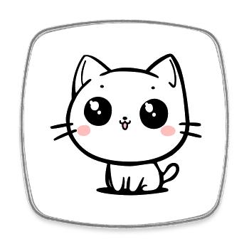 Chat - Magnet carré - blanc - Devant