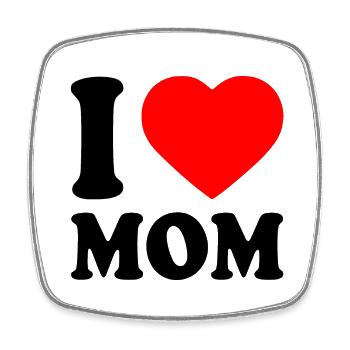 I love mom - Viereckiger Kühlschrankmagnet - Weiß - Vorne