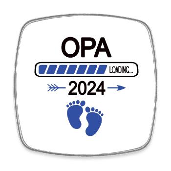 Opa Eines Enkel Großvater Werden Baby Kommt 2024 - Viereckiger Kühlschrankmagnet - Weiß - Vorne