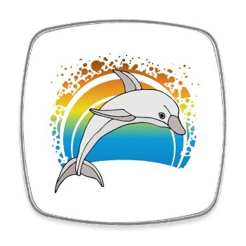 Delfin - Viereckiger Kühlschrankmagnet - Weiß - Vorne