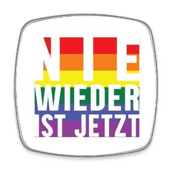 Plus jamais le lettrage Pride - Magnet carré - blanc - Devant