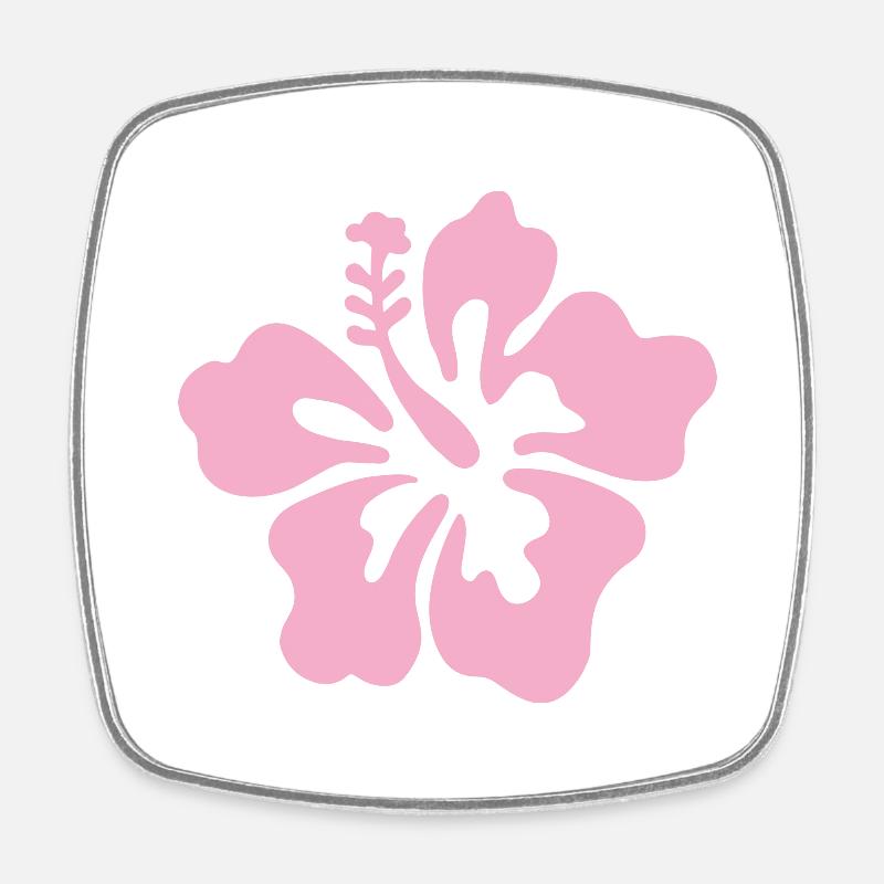 Fleur d’hibiscus - Rose clair - Magnet carré - blanc