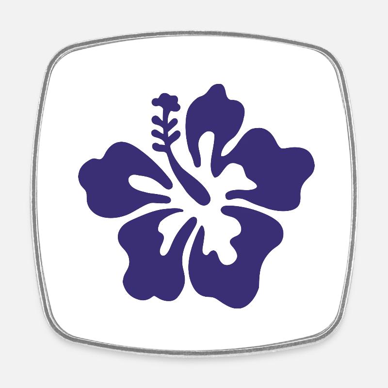 Fleur d’hibiscus - Lilas - Magnet carré - blanc