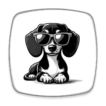Cute dog with sunglasses - Square fridge magnet - white - Front