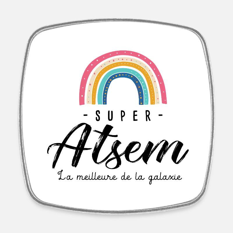 Atsem cadeau atsem super Atsem meilleure - Magnet carré - blanc