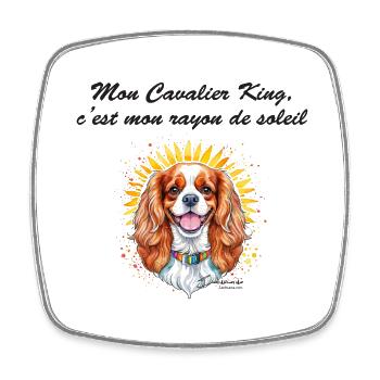 Cavalier King rayon de soleil - Magnet carré - blanc - Devant