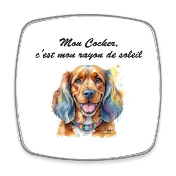 Cocker rayon de soleil - Magnet carré - blanc - Devant