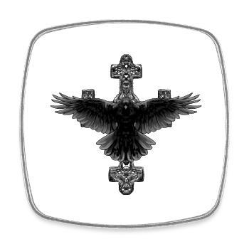 Mystical Halloween Cross Raven Crosses Crow - Square fridge magnet - white - Front
