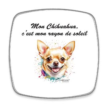 Chihuahua rayon de soleil - Magnet carré - blanc - Devant