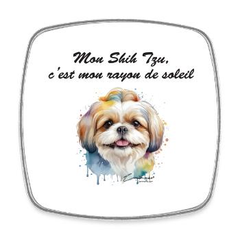 Shih Tzu rayon de soleil - Magnet carré - blanc - Devant
