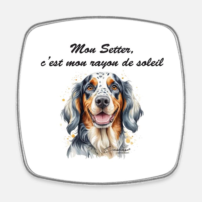 Setter rayon de soleil - Magnet carré - blanc