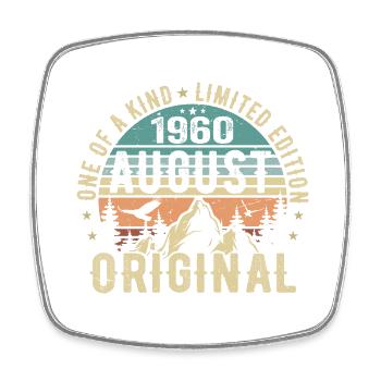 August 1960 - Born in August 1960 - Birthday - Square fridge magnet - white - Front
