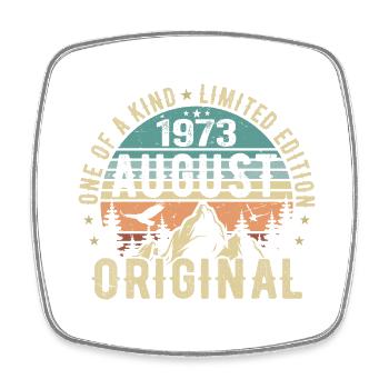 Août 1973 - Né en Août 1973 - Anniversaire - Magnet carré - blanc - Devant