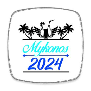 Mykonos 2024 - Magnet carré - blanc - Devant
