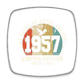 Original Geboren 1957 Authentisches Geschenk 1957 Bursdag - Viereckiger Kühlschrankmagnet - Weiß - Vorne