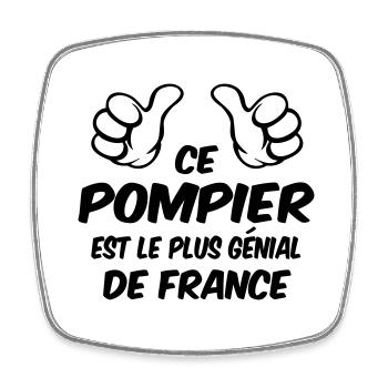 MEILLEUR POMPIER - Magnet carré - blanc - Devant