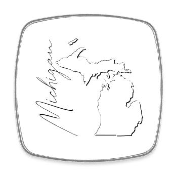 Michigan (États-Unis) | Carte | Script fantôme - Magnet carré - blanc - Devant