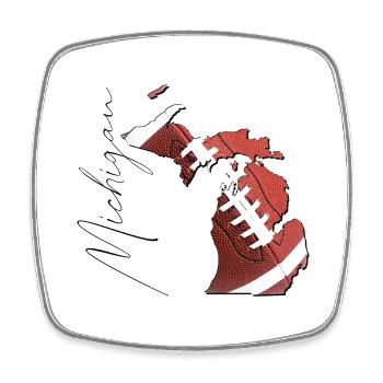 Michigan (États-Unis) | Vrai football | Carte Scpt - Magnet carré - blanc - Devant