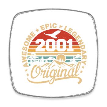 Original 2001 Retro 2001 Birthday Gift 2001 - Square fridge magnet - white - Front