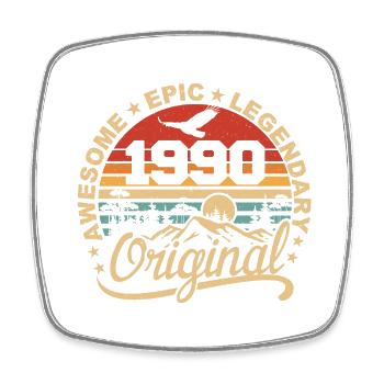 Original 1990er Jahre Geburtstagsgeschenk 1990er Retro 1990er Jahre - Viereckiger Kühlschrankmagnet - Weiß - Vorne