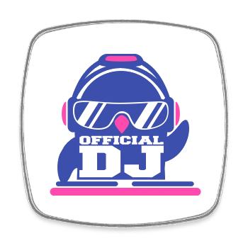 Drôle officiel DJ pingouin mixer Musique de fête - Magnet carré - blanc - Devant