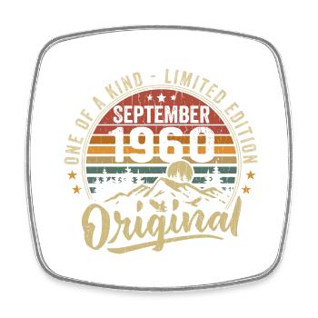 Anniversaire Septembre 1960 - Né en Septembre 1960 - Magnet carré - blanc - Devant