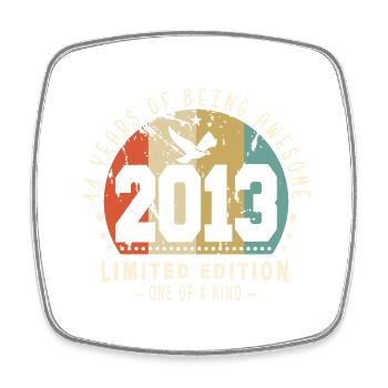 Original Geboren im Jahr 2013 Authentisches Geschenk 2013 Bursdag - Viereckiger Kühlschrankmagnet - Weiß - Vorne